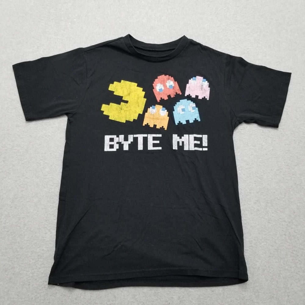 Pac Man Shirt Mens Medium Black‎ Short Sleeve Crew Neck